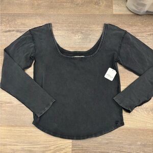 Free People Charcoal Long Sleeve Top